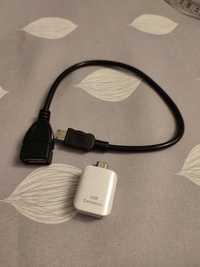 Adapter Samsung  USB/micro-USB biały i przedluzacz czarny