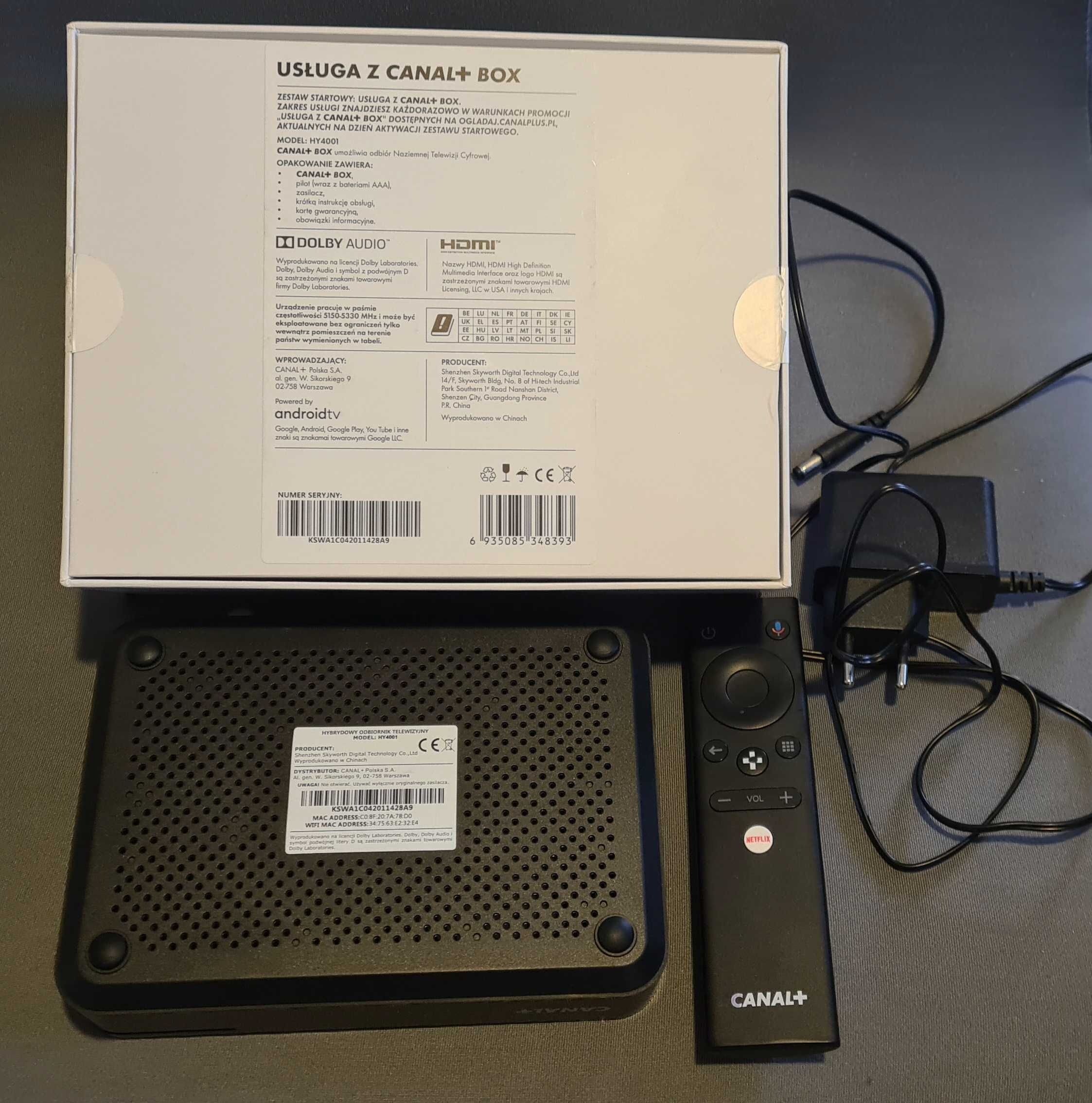 Dekoder hybrydowy Canal+ Online HY4001 - najlepszy Android TV Box