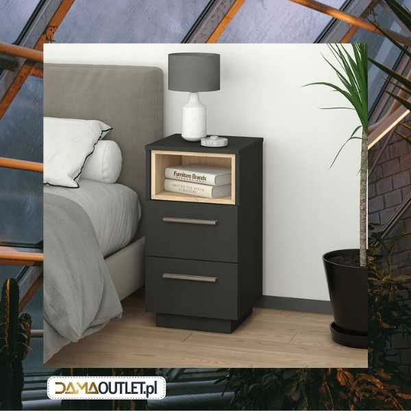 Szafka NOCNA stolik antracyt/dąb DUŻY wybór DaMaOutlet.pl