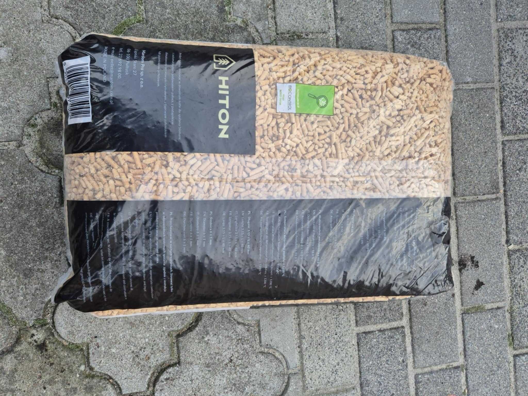 Pellet HITON certyfikaty EN plus A1 DIN+ TRANSPORT kaloryczność 5kWh