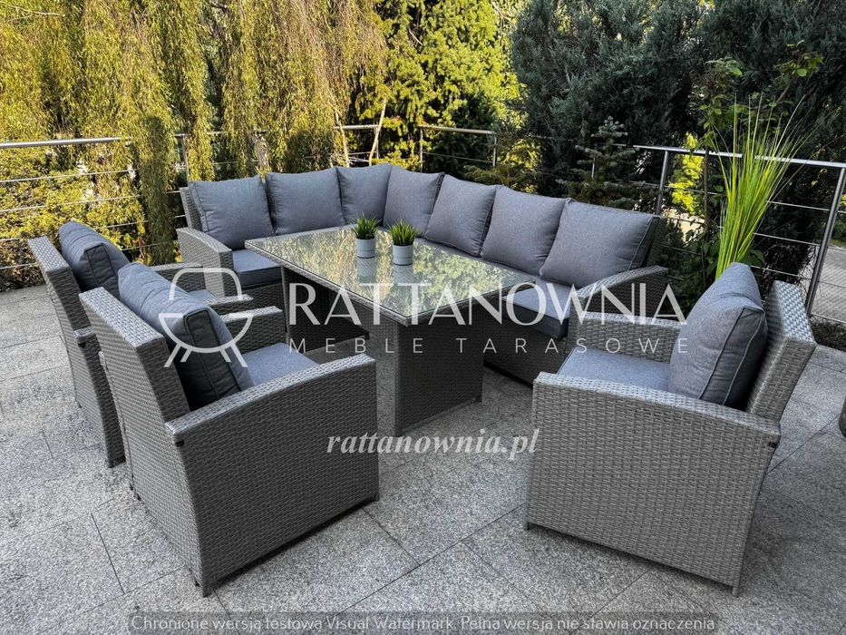 Narożnik Ogrodowy Zestaw Mebli Ogrodowych Tarasowych 3 Fotele Premium