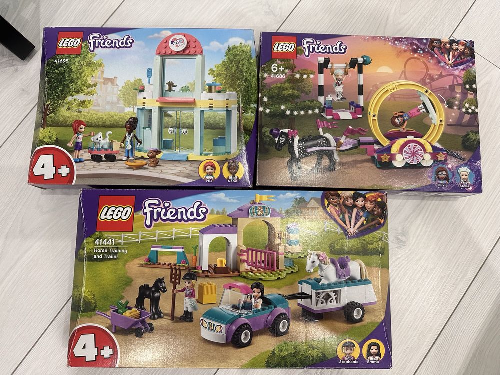 Lego friends тренировка коней, ветеринарная клиника, акробат конюшня