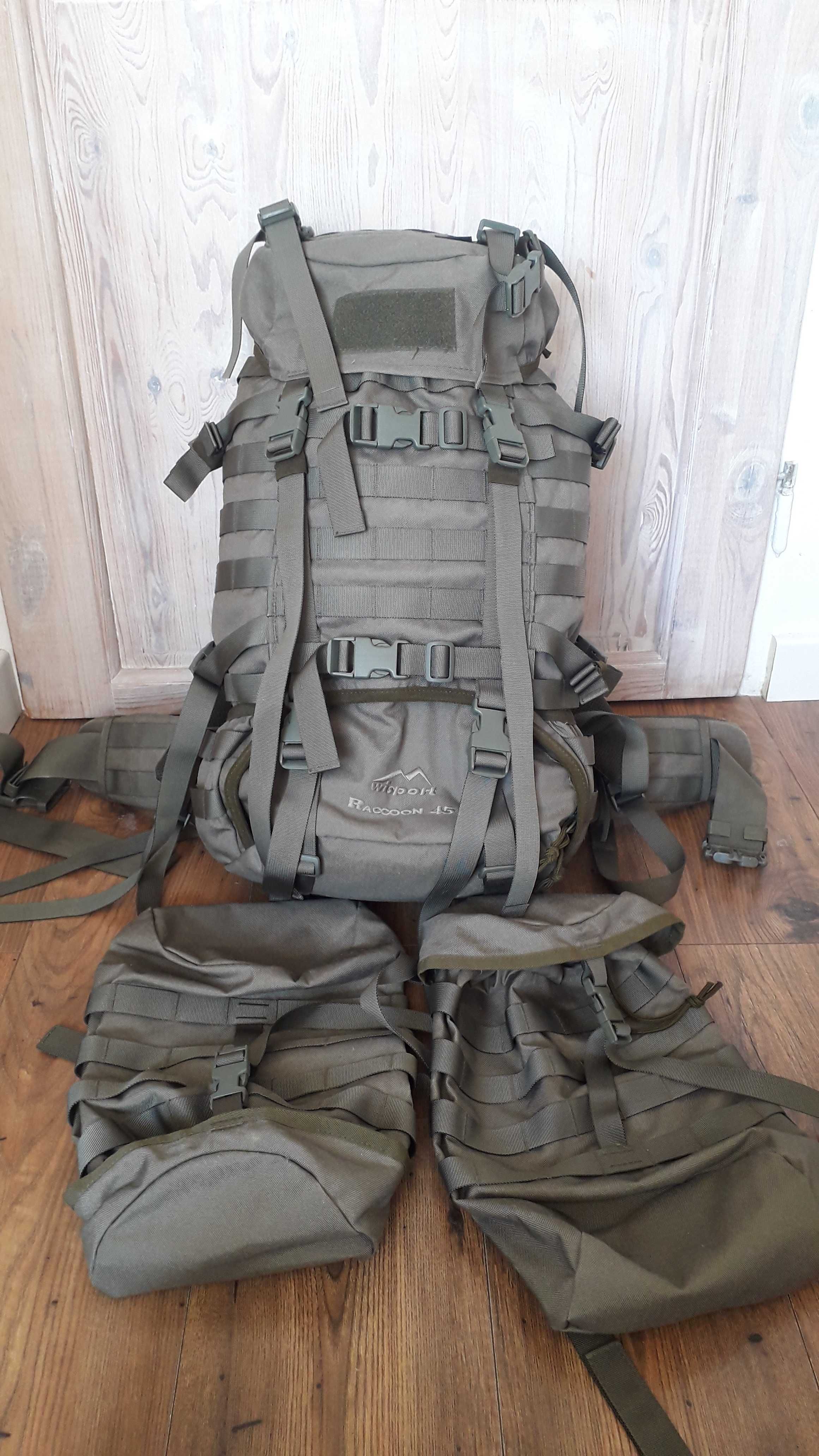 Plecak Wisport Raccoon 45l plus 2 x kieszeń boczna 9l RAL 7013
