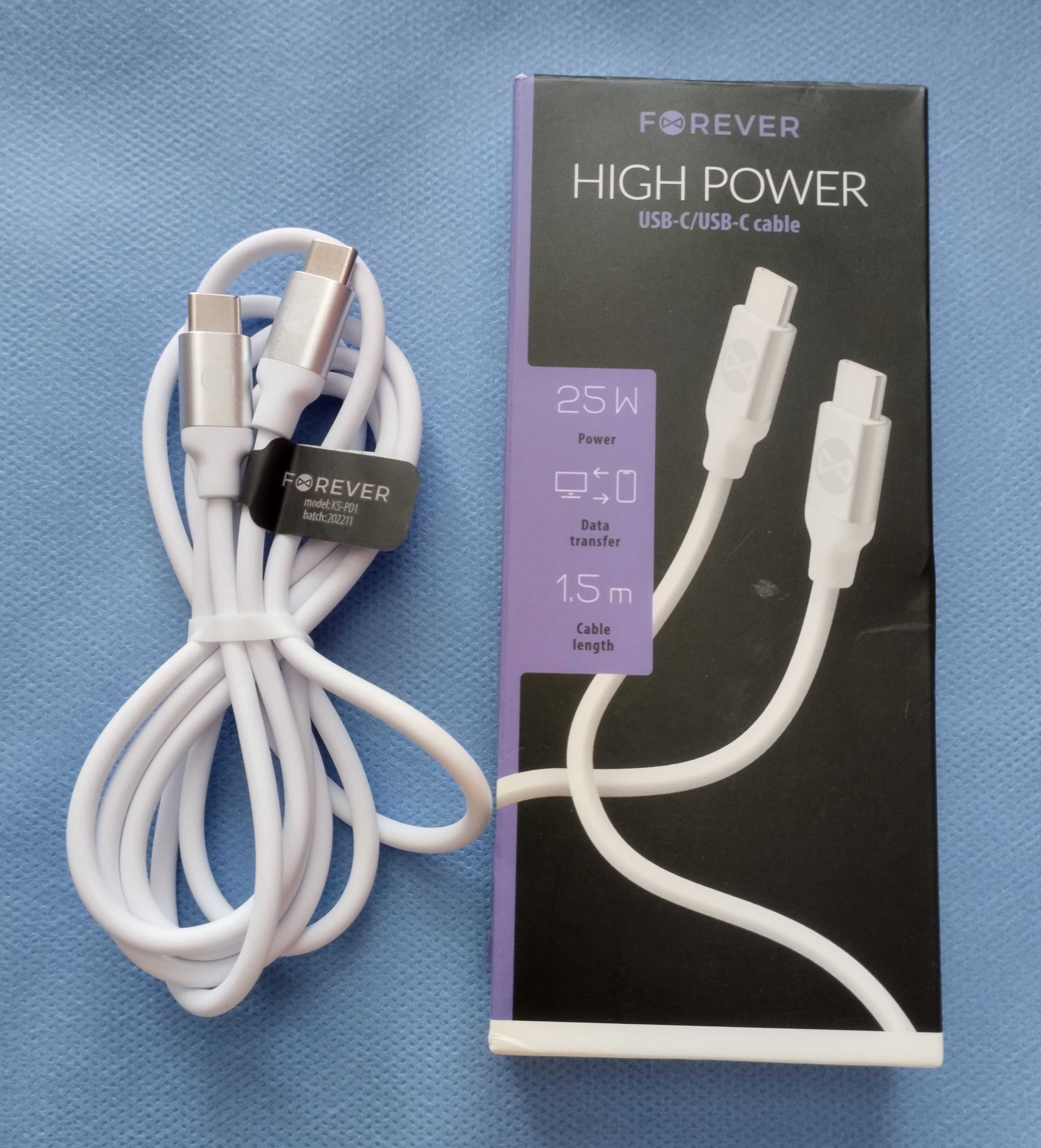 Nowy Kabel Forever HIGH Power USB-C / USB-C   25W  długość 1,5m