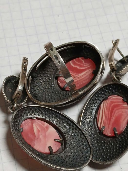 Серьги и кольцо серебро, золото, коралл