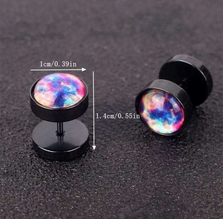 Подарунок, титанова сережка (галактика) 1 шт.