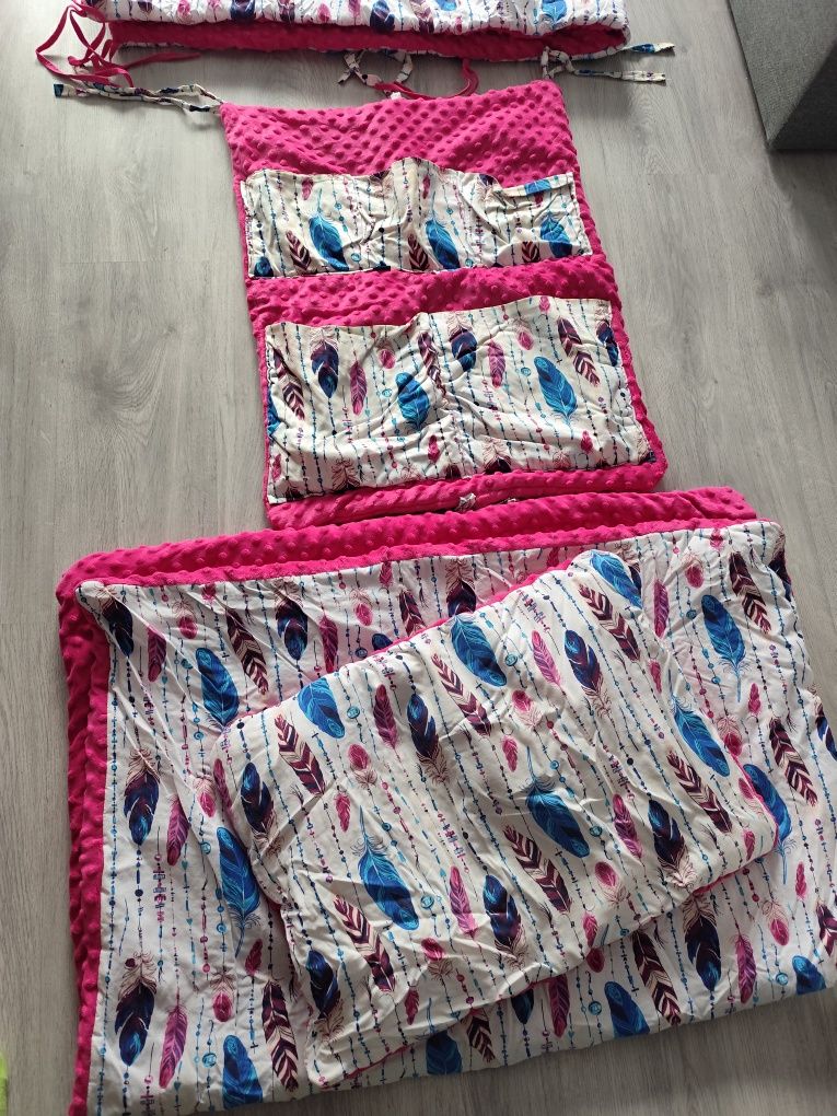 Wyprawka do łóżeczka handmade, dwustronny komplet, pościel, ochraniacz