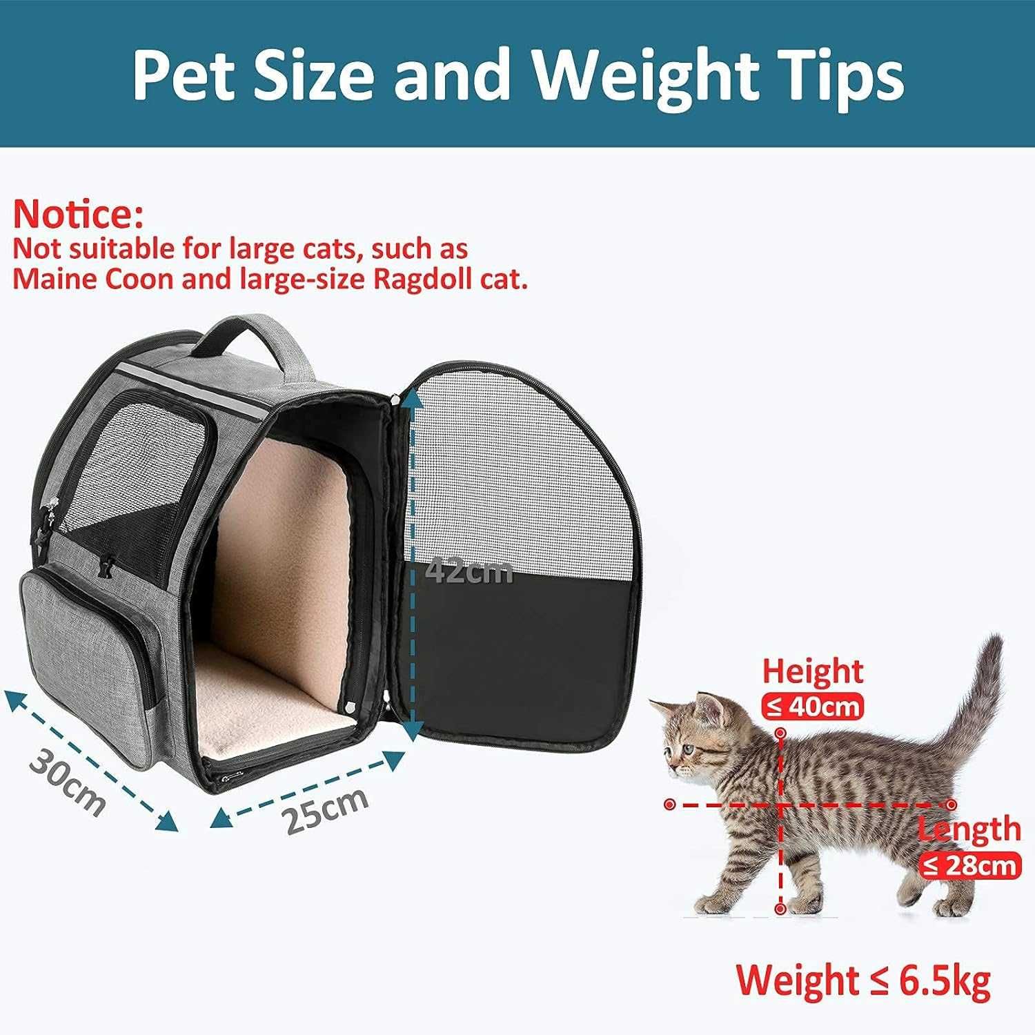 Рюкзак для котів для собак і кішок Цуценята до 6,5 кг CATROMANCE