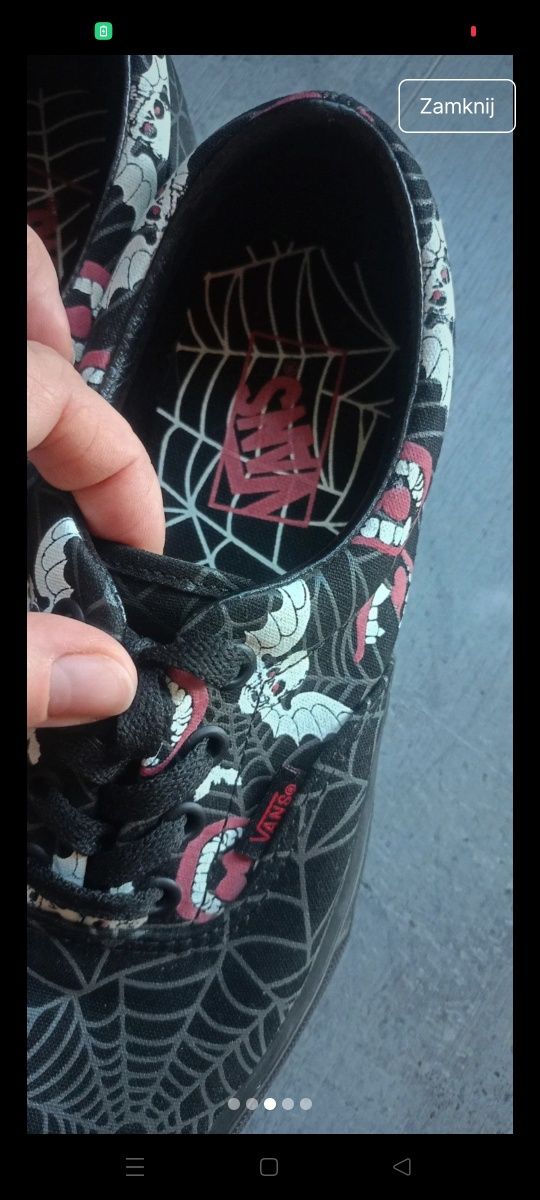 Vans Vansy 38 halloween czarne Goth Gothic emo scene pajęczyna rock
