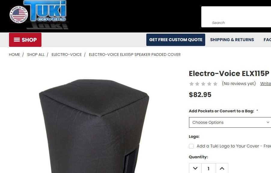 Electro-Voice ELX115P Speaker Padded Cover USA