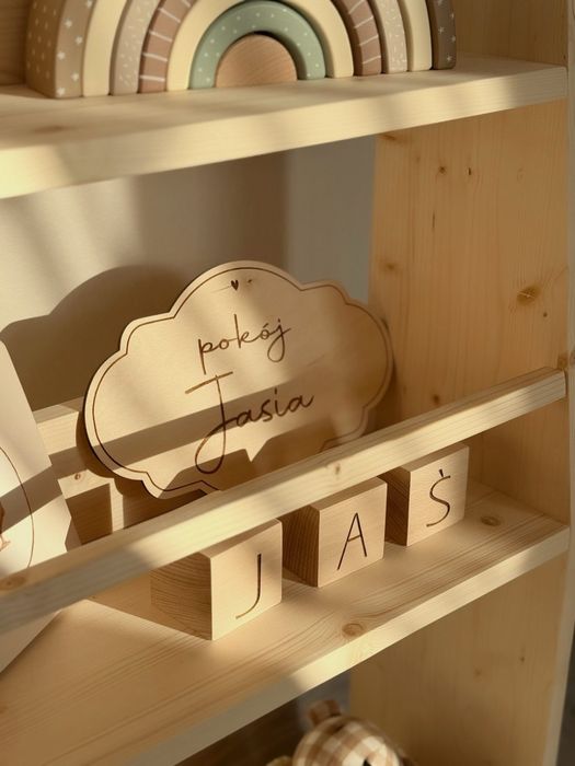 Regał Montessorii z litego drewna -półka na książki|zabawki dla dzieci