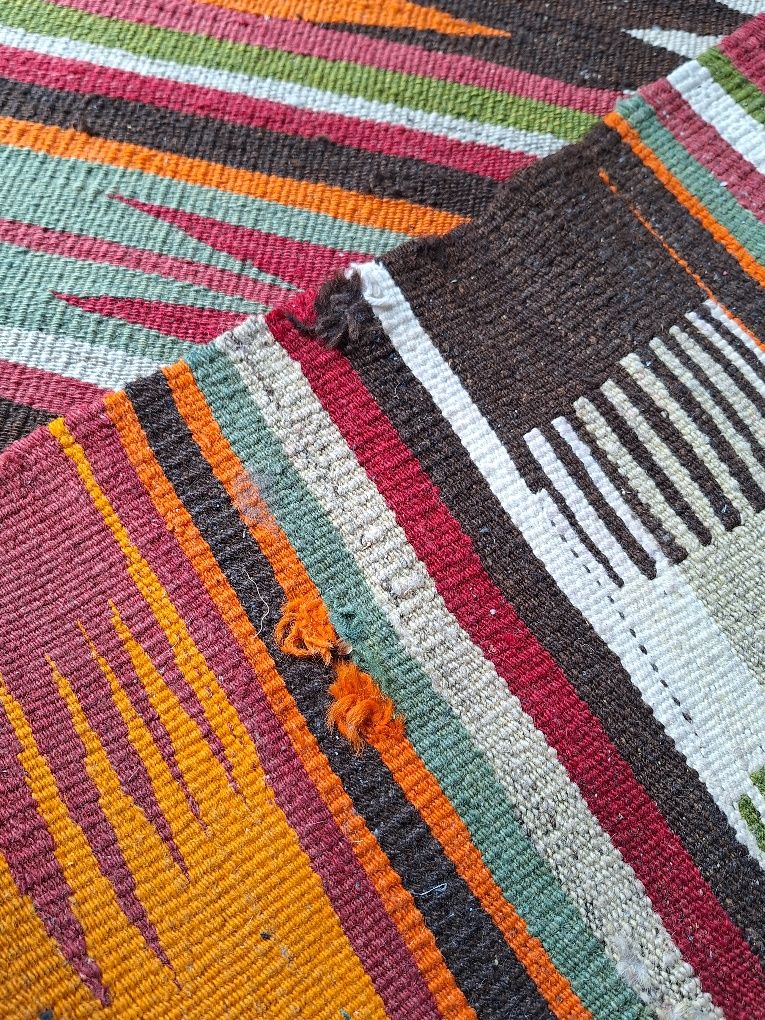 Stary wełniany kilim dywan Turecki