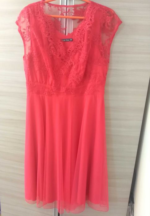 Sukienka malinowa czerwień Stella Vera 46 wieczorowa na wesele