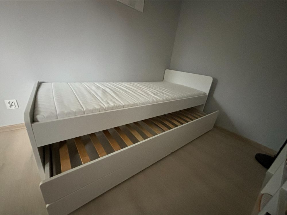 Łóżko rama IKEA 90x200 z materacem SLÄKT
