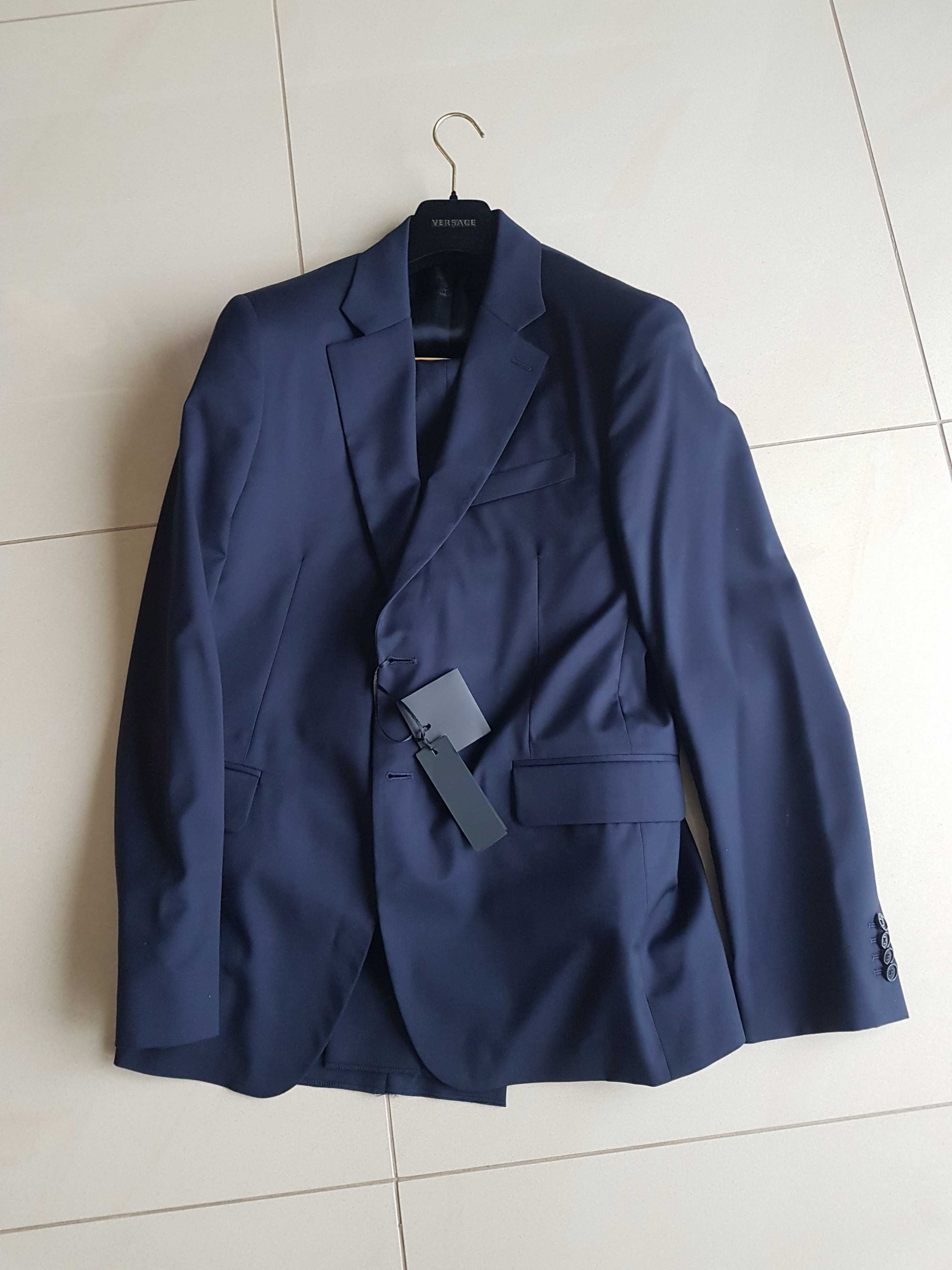 Garnitur versace meski 180/88a nowy orginal 100% granatowy