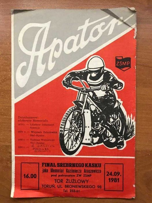 Program żużlowy Finał Srebrnego Kasku [Toruń, 1981r.]