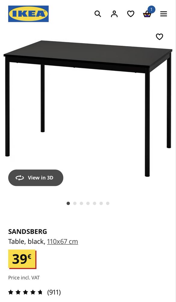 Mesa IKEA Sandsberd / Tarendo 110x67