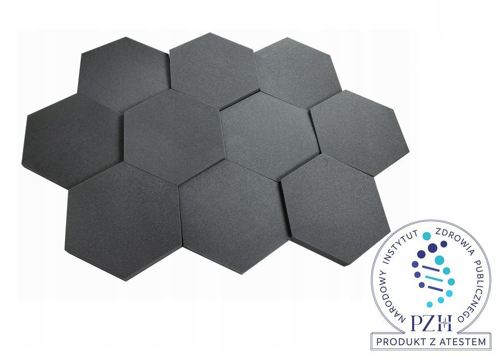 Tapeta Akustyczna Pianka Wygłuszająca HEXAGON Panel 10szt Zestaw
