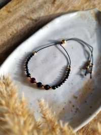 Bransoletka z kamieni naturalnych Spinel x Agat czarna handmade