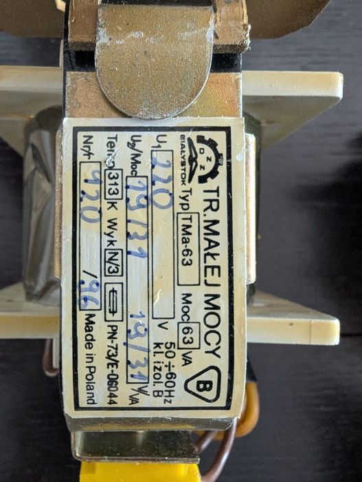 Transformator 220V/19V x2 TMa-63