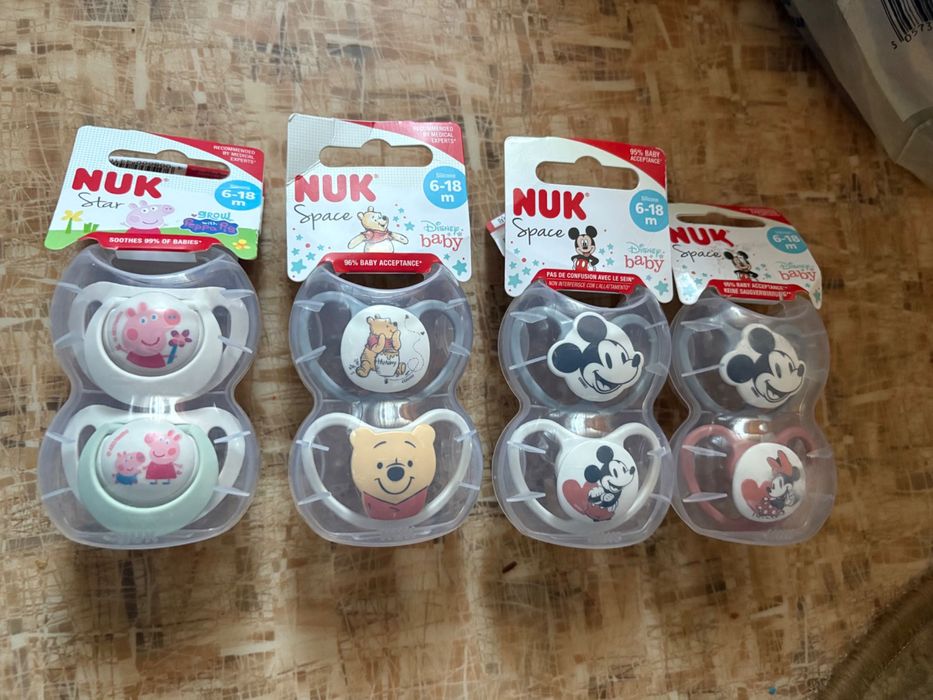Новые пустышки Nuk 6-18 месяца день ночь нові дурники нук