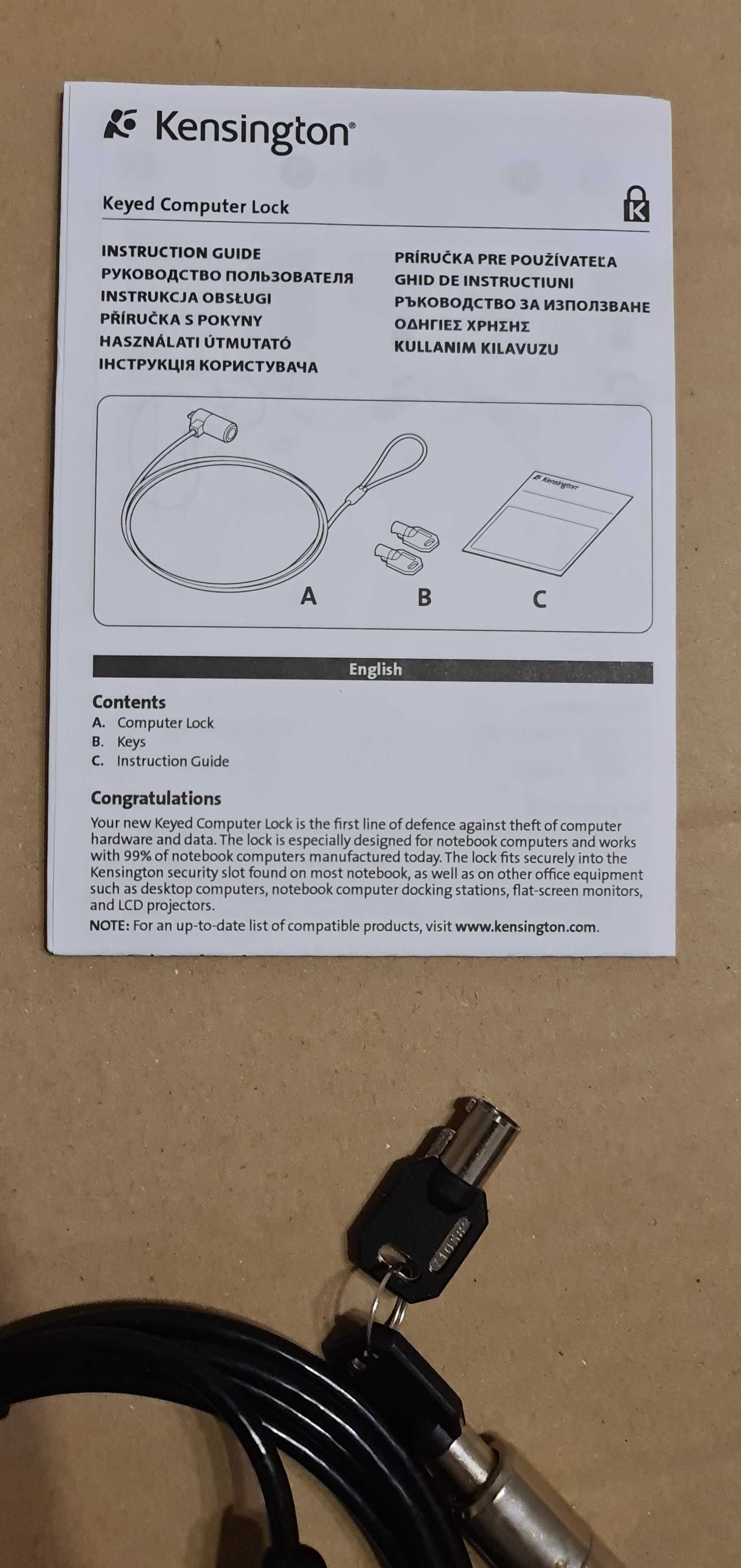 Linka zabezpieczająca typu Kensington Computer Lock Nowa