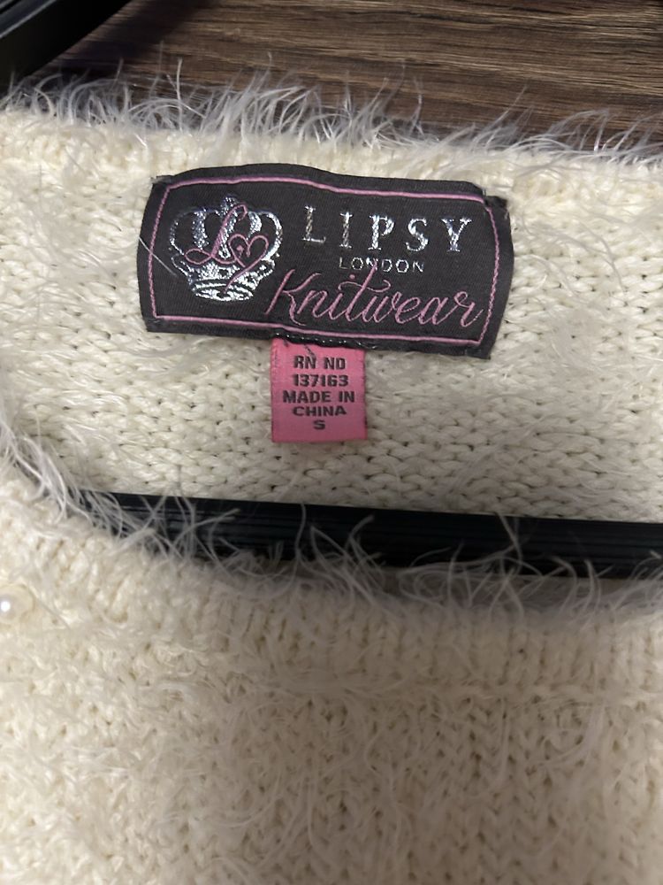 Kremowy długi sweterek perełki Lipsy London r. S/ 36