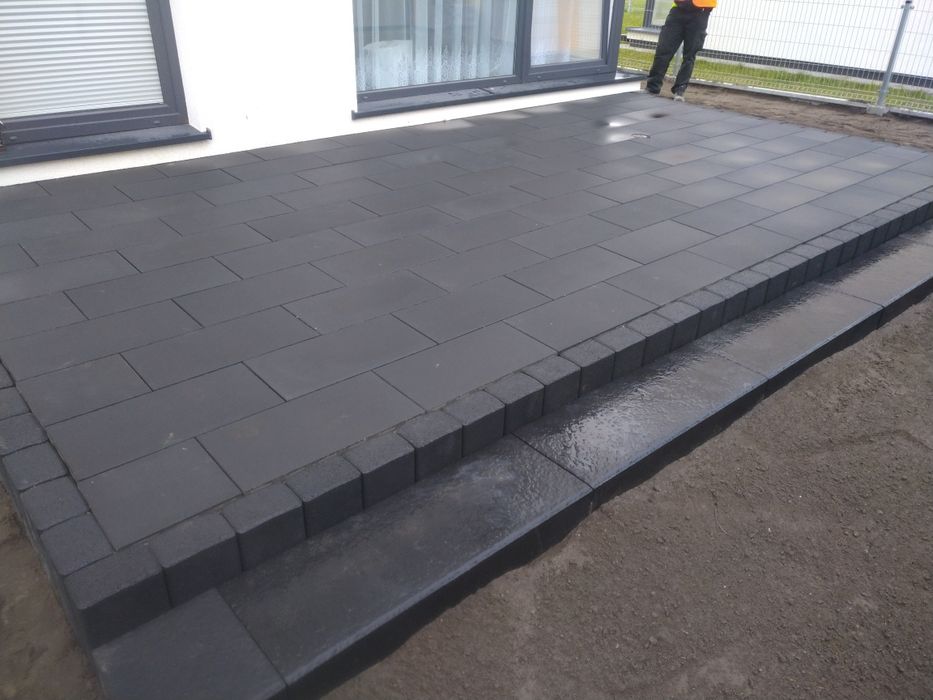 Tarasy, płyty tarasowe, układanie kostki brukowej, schody