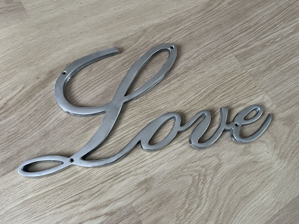 Duży metalowy napis LOVE na sciane wesele slub 50 x 27  cm