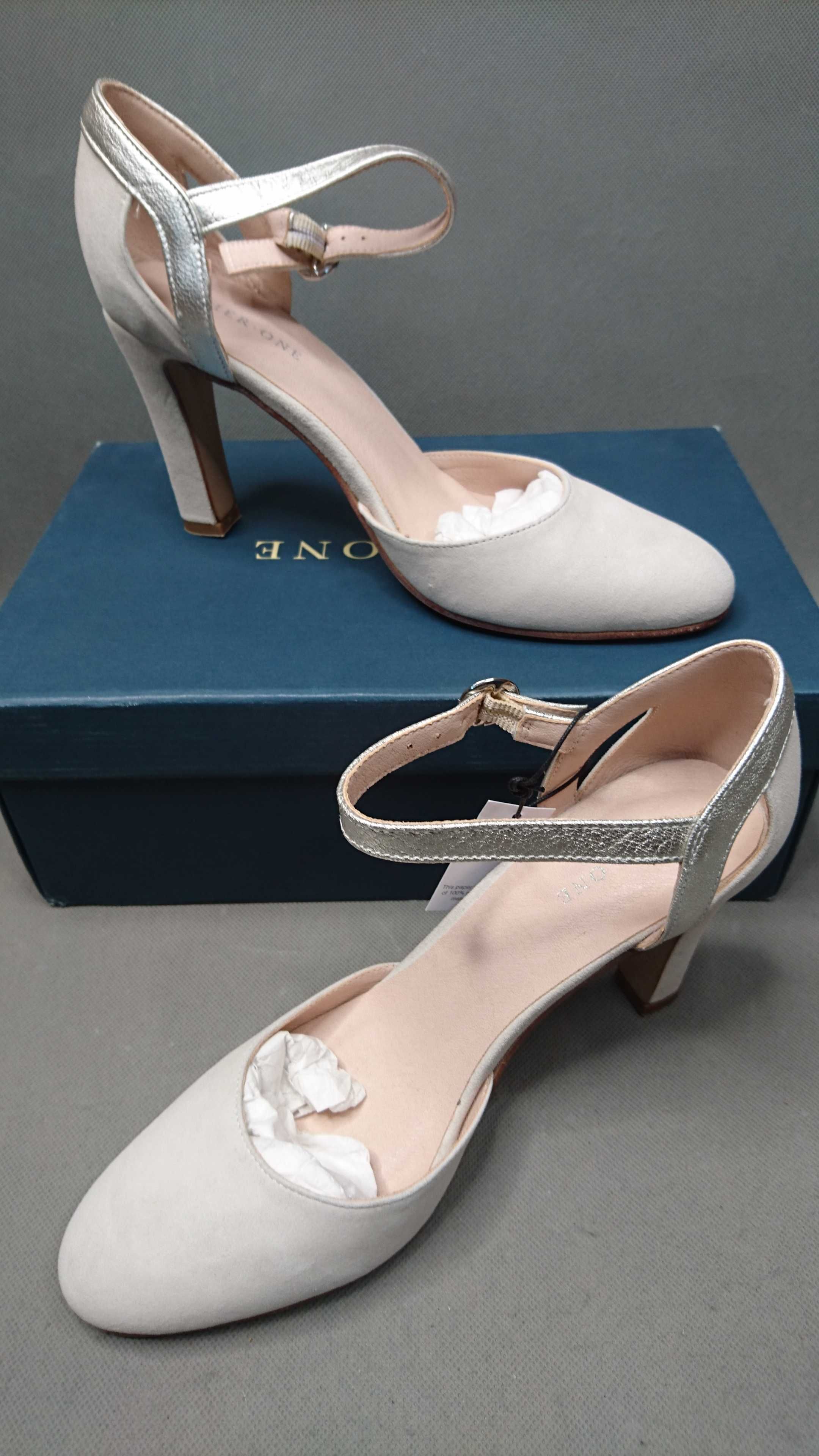 Buty Szpilki Czółenka Pier One High Heels Leather Pumps Beige R.40