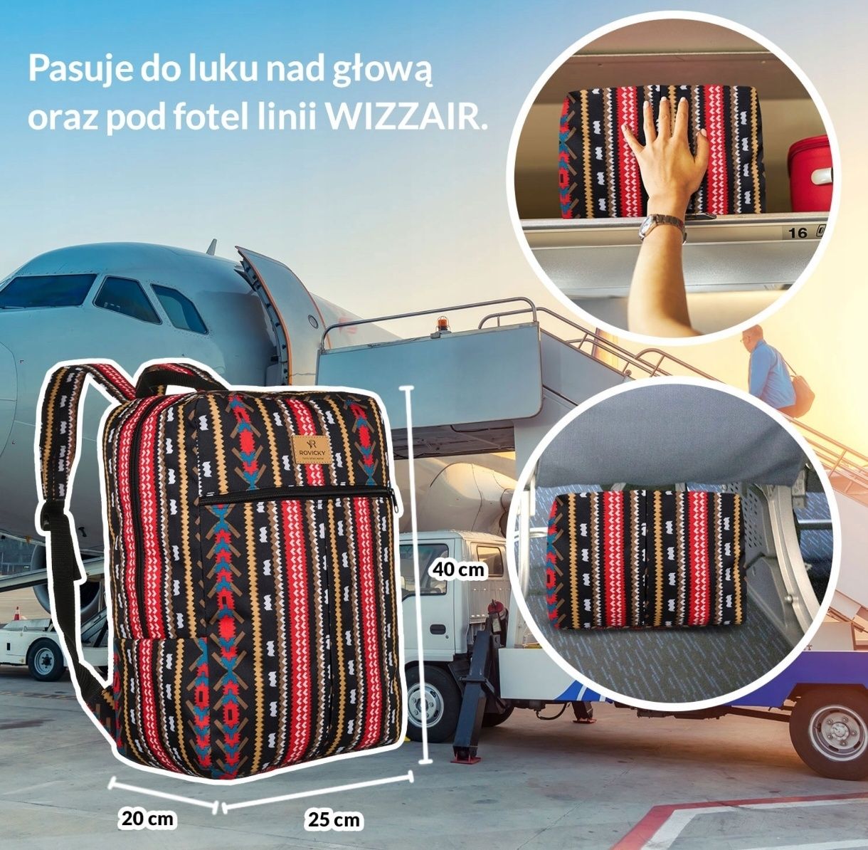 Plecak podróżny lekki bagaż podręczny samolotu Wizzair Ryanair nowy