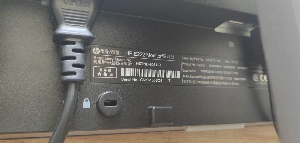Monitor HP EliteDisplay E222 monitor 21,5" full HD HDMI DVI DP