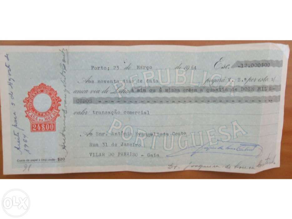 Letras e Cheques Antigos