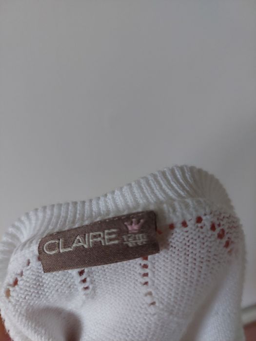 Biały elegancki sweterek rozpinany serduszka kardigan Hust&claire 80