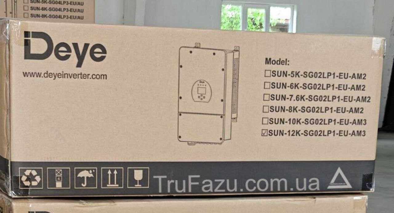 Deye SUN-12K-SG02LP1-EU Гібридний інвертор 12кВт 1 фаза Гарантія 5р.