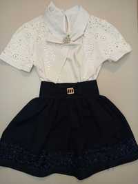 Блузка + юбка на дівчинку 6-7 років. Шкільна форма