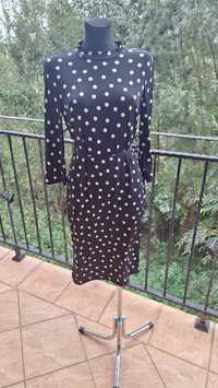 Czarna sukienka w białe groszki Nowa marka Forever rozmiar S 36