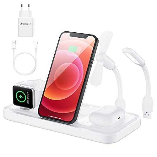 Jekeco ładowarka indukcyjna 4w1 iPhone Airpods Apple Watch 18W latarka