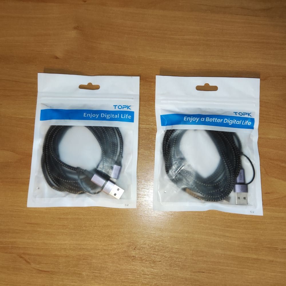 Kabel TOPK 2m 60W PD USB-C do USB-C Przejściówka USB Szybkie Ładowanie