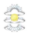 Triplo Anel Swarovski Cristais Amarelo Três aneis Biju Sunshine T55