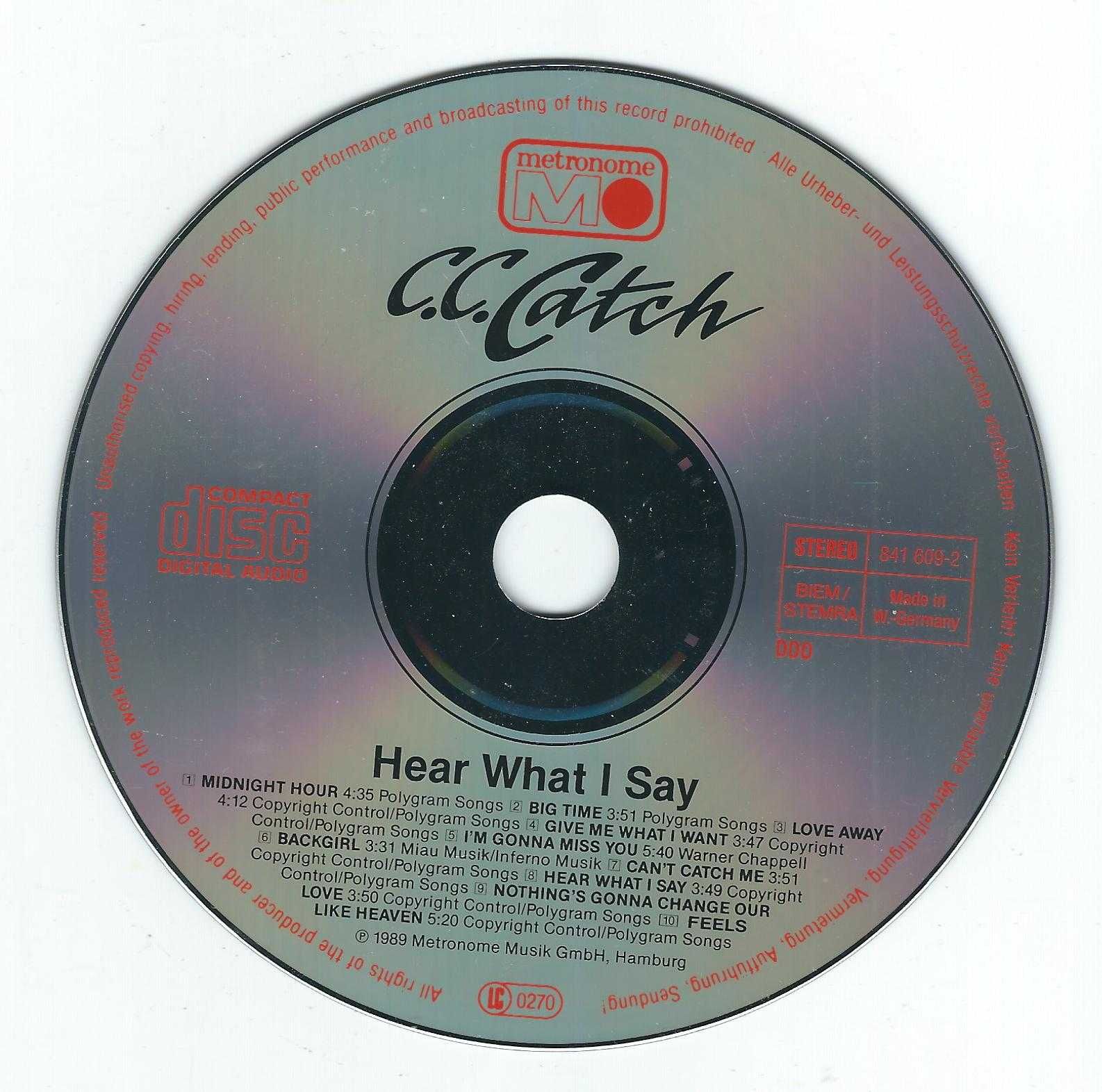 CD C.C. Catch - Hear What I Say (1989) (Metronome)