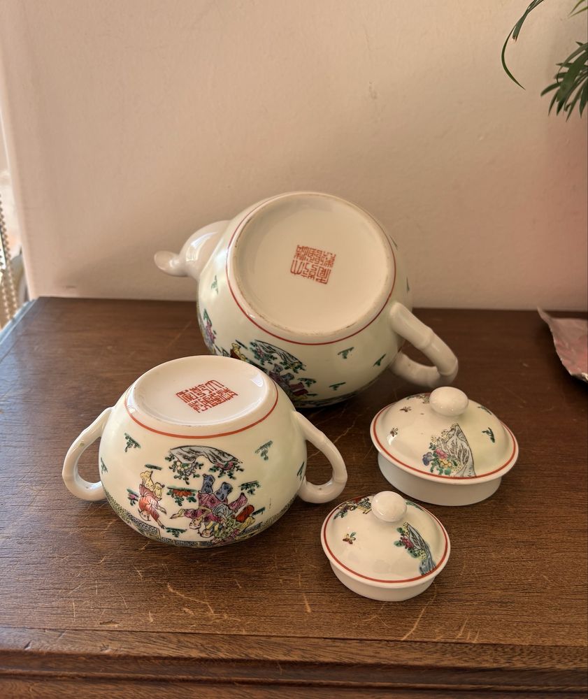 Bonito Serviço de Chá chinês, porcelana casca de ovo