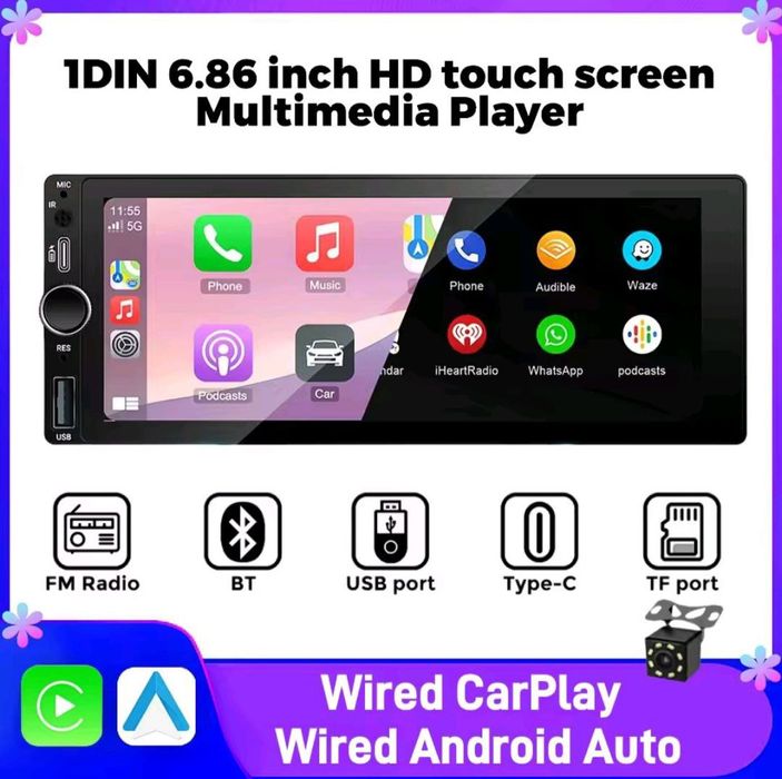 Магнітола 2DIN RM-CP6801 | CarPlay / Android Auto / Mirror Link