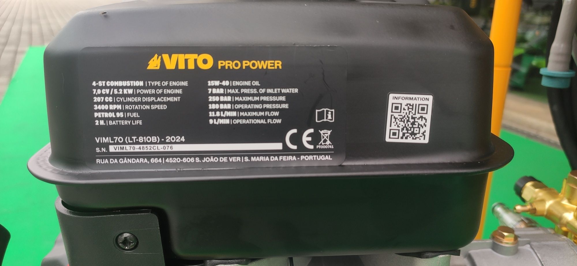 Máquina Lavar a Pressão a Gasolina Vito 250 Brs Motor 207Cc 7 CV