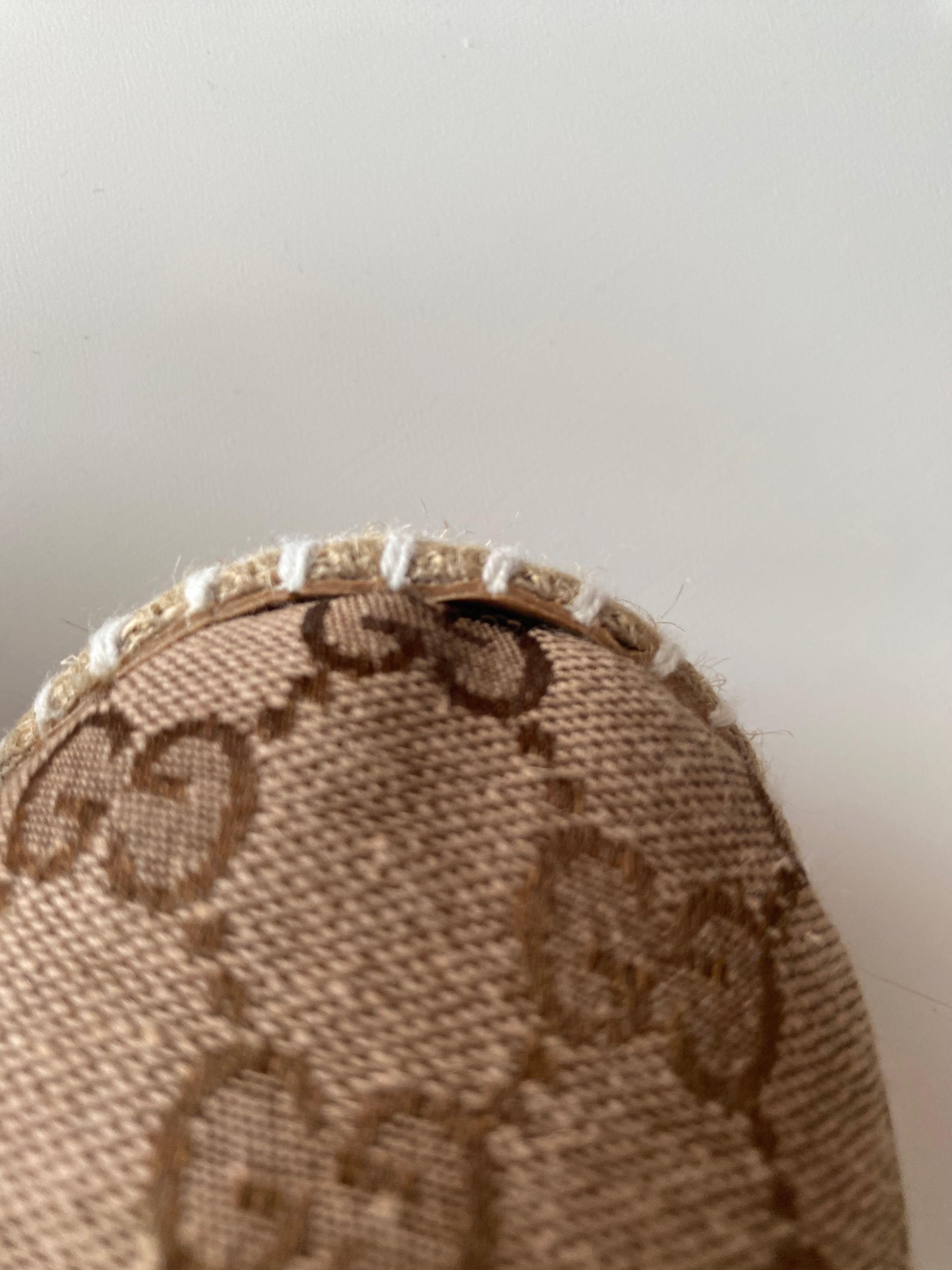 Mokasyny espadryle beżowe brązowe Gucci 24 cm modne wygodne letnie