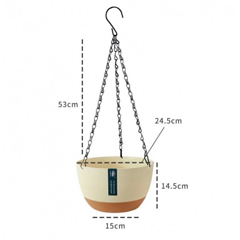 Doniczka wisząca biel 24,5 cm system odwadniania