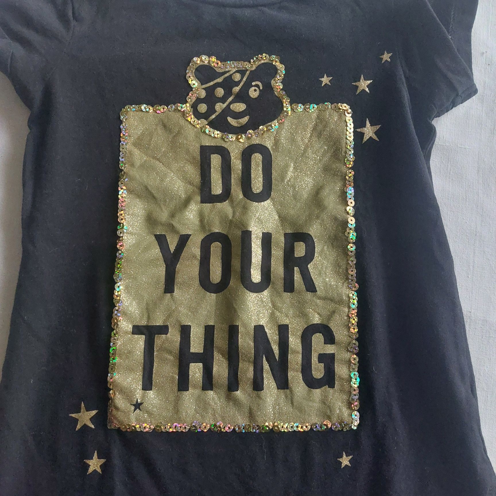 Koszulka tunika T-shirt z cekinami I napisem Do your thing George 110