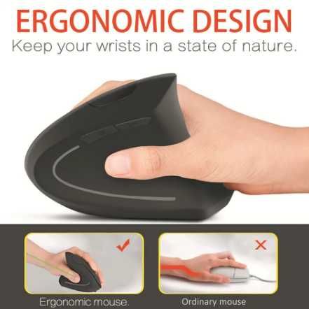 Rato sem fio USB Vertical Ergonómico computador portatil tablet LED NO