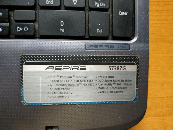 Ноутбук Acer Aspire 5738ZG по запчастям