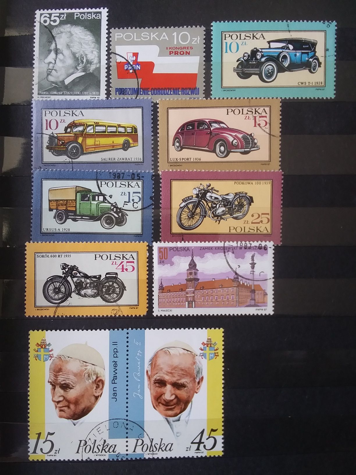 Znaczki pocztowe z roku 1987 niecały rocznik